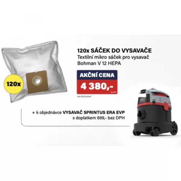 Sáček do vysavače SPRINTUS ERA EVO 120 ks + vysavač SPRINTUS ERA EVO s doplatkem 699,- Kč bez DPH